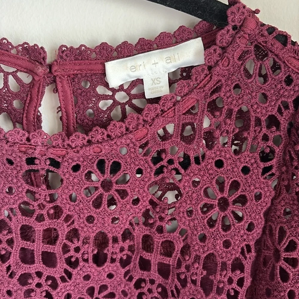 EUC Anthropologie eri + ali Purple Eyelet Knit Top XS​​​​